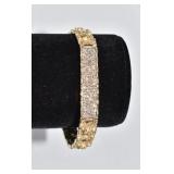 BRACELET: 14K DIAMOND CENTER GOLD NUGGET 7.5"
