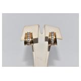EARRINGS 14K YELLOW GOLD CHANNEL SET 14 DIAMONDS