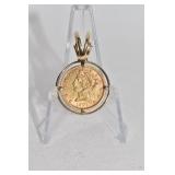 $5.00 GOLD 1907 D 14K YELLOW GOLD OPEN WIRE