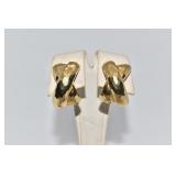 EARRINGS 14K YELLOW GOLD HAMMERED X STYLE CLIP
