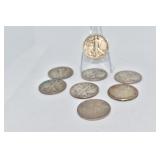 8 SILVER HALF DOLLARS 1934, 38, 43, 34, 1936, 42,