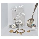 CHARM BRACELET MARKED GERMANY, FIGURAL HEAD