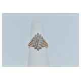 14K DIAMOND COCKTAIL RING SZ. 6