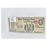 1865 - FIRST NATIONAL BANK NEWARK $1.00 BILL RED
