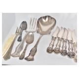 ASSORTED SILVER PLATE AND OTHER SERVING PIECES,