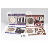 HALF DOLLARS JFK 2010, 2009, 1973, 1976 W. CARDS