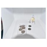 5 BUFFALO NICKELS, 68 HALF DOLLAR, 1901 PENNY, 43