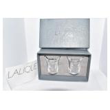 LALIQUE 2 LIQUOR TUMBLERS 1.75" H W/ ORIGINAL BOX