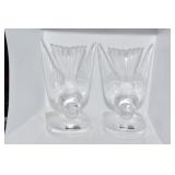 PAIR LALIQUE BIRDS 6" H X 4" W