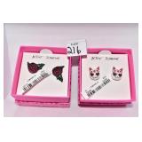 BETSEY JOHNSON ROSE AND RHINESTONE CAT PIERCED