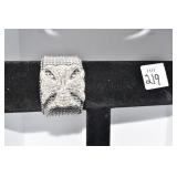 BRACELET W/ RHINESTONE CENTER - SNAPS W/ 3 ROWS