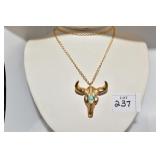 28" CHAIN W/ STEAR HEAD AND TURQUOISE COLORED