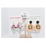 PINK LINEN EARRINGS AND BETSEY JOHNSON FLOWER