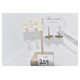 TWO PAIRS NEW PIERCED EARRINGS WITH BLACK BOX