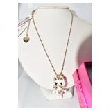 BETSEY JOHNSON 16" NECKLACE W/ CAT AND PAIR OF