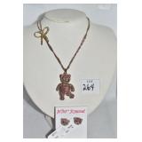 BETSEY JOHNSON PINK TEDDY BEAR NECKLACE AND