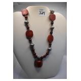 NECKLACE 15" SILVERSTONE SPACERS AND POLISHED