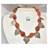 SILVER BEAD WITH AMBER ACCENTS