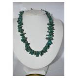 TURQUOISE COLOR POLISHED STONE 16" NECKLACE AND