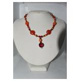 COLOR TONE BEADS 15" NECKLACE W/ PENDANT CENTER