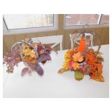 TWO DECORATIVE PUMPKIN DISPLAYS