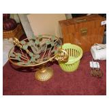 TIN BOX, BASKET, PEDESTAL DISPLAY STAND