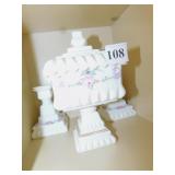 MILK GLASS CANDY, CANDLE STICKS, ETC.