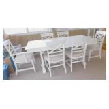 WHITE WOODEN DINING ROOM TABLE 30" H X 74" W X
