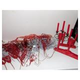 SPRIGS RED & SILVER, VINTAGE CANDELABRAS