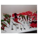 RED TASSEL ORNAMENTS, CLIP ON BIRDS ORNAMENTS,