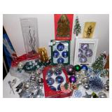 VINTAGE SILVER GLASS BULBS, OTHER GLASS CHRISTMAS