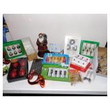 GLASS ORNAMENTS, LIGHT UP SANTA, RED BUBBLE