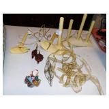 CLIP ON ORNAMENTS, VINTAGE CANDELABRAS, ETC.