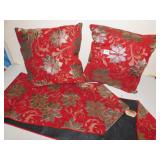 BEAUTIFUL RED AND GOLD TABLE RUNNER WITH 2