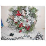 HOLIDAY WREATH, 24" ARTIFICIAL SNOW AND PINECONES