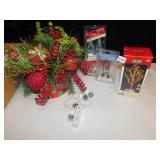 CHRISTMAS CENTER PIECE, VILLAGE MINI TREES, ETC.