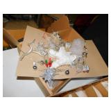 BOX ORNAMENTS, SILVER COLOR & GLASS