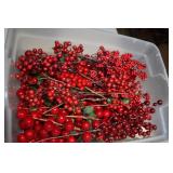 DECORATIVE RED SPRIGS IN TOTE