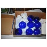 ORNAMENTS BLUE PLASTIC & RED