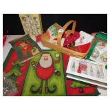 CHRISTMAS RUG, BASKETS, ORNAMENTS, ETC.