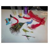 GLASS AND PLASTIC BIRD CLIPS ETC. (ONE CLIPS IS