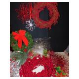 3 WREATHES, GLITTERY POINSETTIA, GARLAND, ETC.
