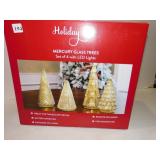 MERCURY GLASS TREES LED 4 NEW IN BOX