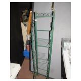 GREEN FOLDING METAL RACK, 58" H X 12" W X 11"D