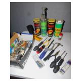 TENNIS BALLS, HAMMER, PLIERS, ETC.