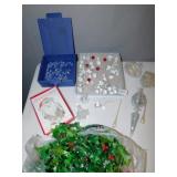 ORNAMENTS, HOLLY, CHRISTMAS CARDS, ETC.