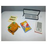 PARKER BROS. PEN/PENCIL SET, PLAYING CARDS, ETC.