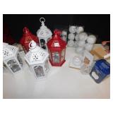5 PLASTIC BATTERY POWERED LANTERNS, ORNAMENTS,