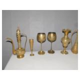 BRASS PITCHER, TEA POT ETC.