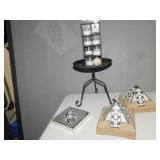 STAINED GLASS TOWERS, PEDESTAL, T LIGHTS